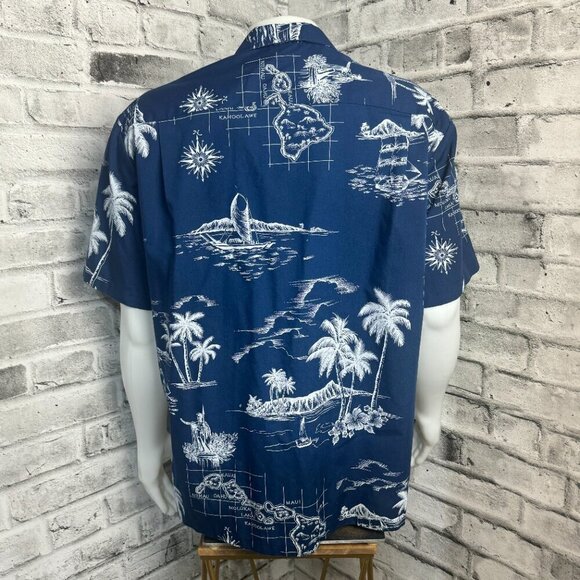 Vintage Royal Creations Hawaiian Islands Map Print Casual Shirt - Picture 4 of 8